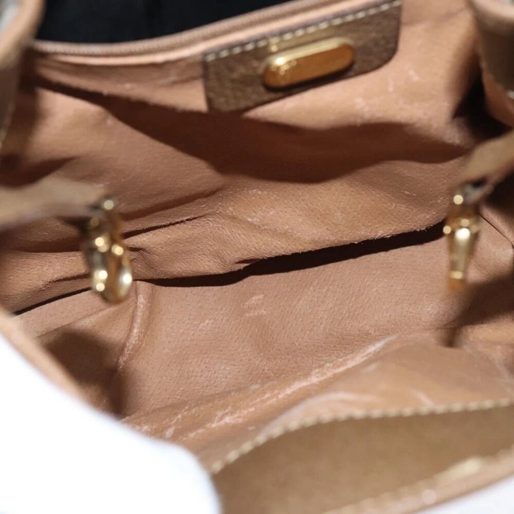 GUCCI GG Supreme Web Sherry Line Shoulder Bag PVC Beige Gold Auth 149255 - Picture 12 of 16